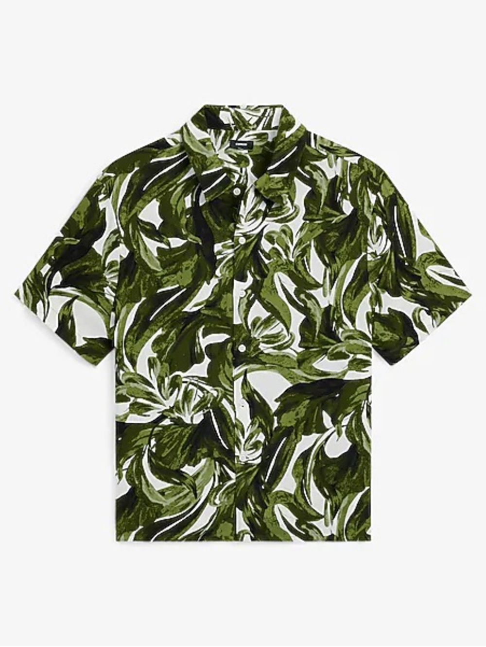 Express Green & White Tropical Button-Down Shirt